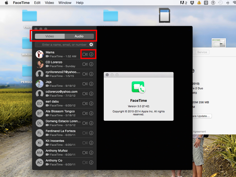 FaceTime on Mac OS
