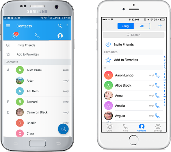 Zangi Messenger для мобильных устройств
